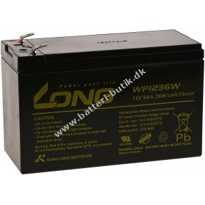 KungLong Bly-Gel Batteri til UPS APC Back-UPS BK500EI 9Ah 12V (Erstatter ogs 7,2Ah / 7Ah)